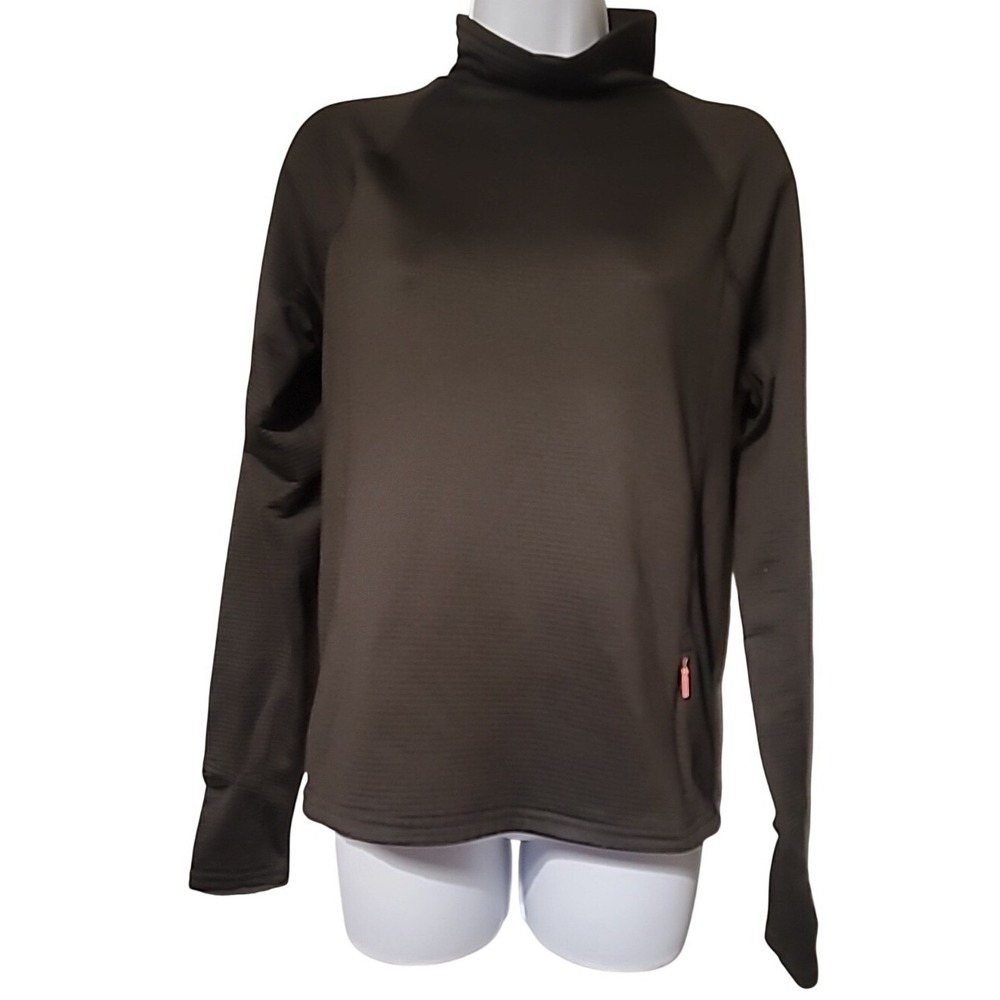 Spyder Active Women Small Brown Mock Neck Long Sleeve Performance Top Thumbholes